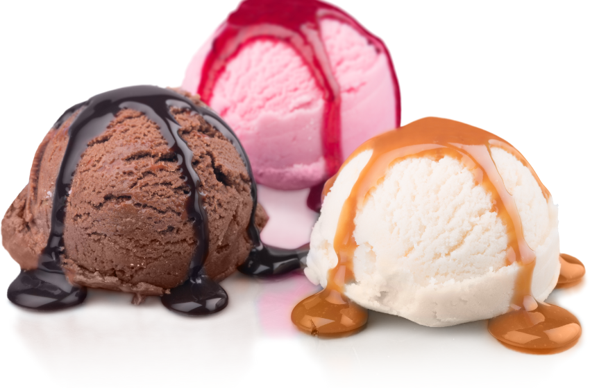 Fresh made ice cream that comes in three favorites Vanilla, Chocolate, Strawberry